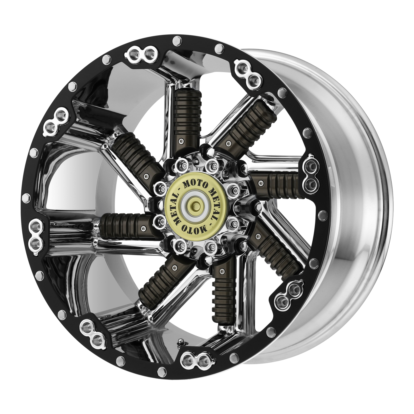 Moto Metal MO979 BUCKSHOT 20X12 -44 BLANK/BLANK Chrome With Gun Metal Inserts