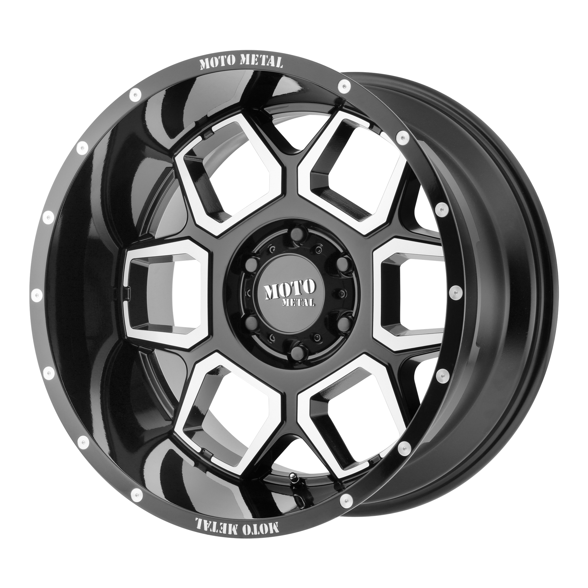 Moto Metal MO981 SPADE 22X12 -44 6X139.7 GLOSS BLACK MACHINED