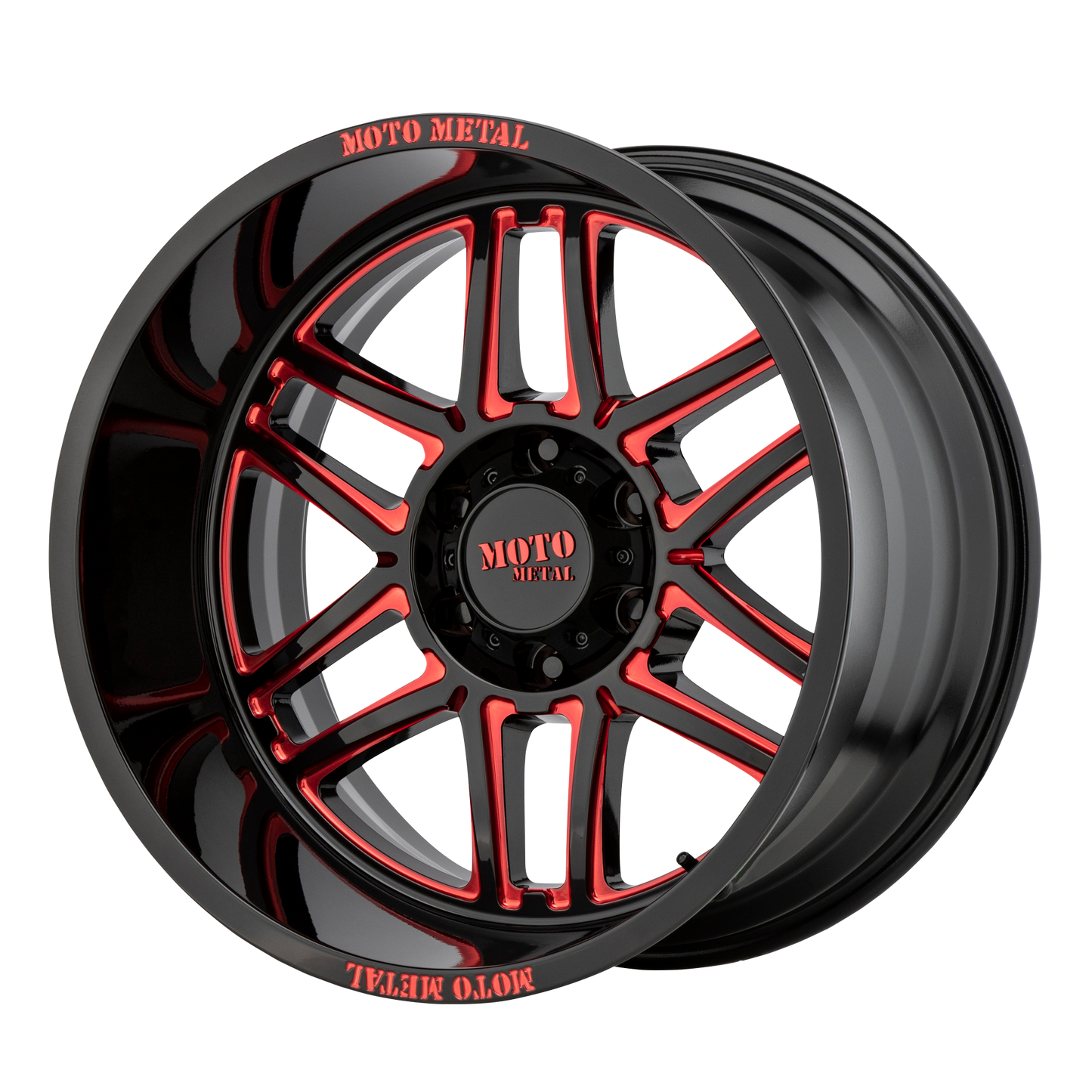 Moto Metal MO992 FOLSOM 20x10 -18 8x170/8x6.7 Gloss Black Milled With Red Tint