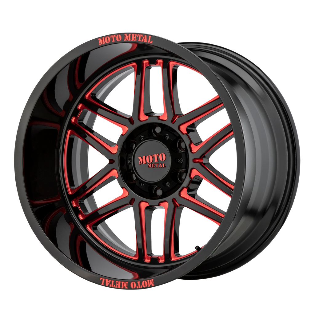 Moto Metal MO992 FOLSOM 20x10 -18 5x127/5x5.0 Gloss Black Milled With Red Tint