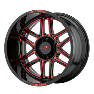 Moto Metal MO992 FOLSOM 20x10 -18 6x139.7/6x5.5 Gloss Black Milled With Red Tint