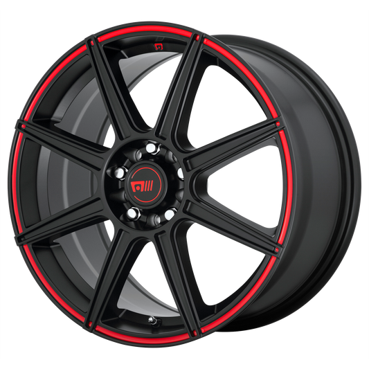 Motegi MR142 CS8 18x8 35 5x114.3/5x120/5x4.5/120 Satin Black With Red Stripe