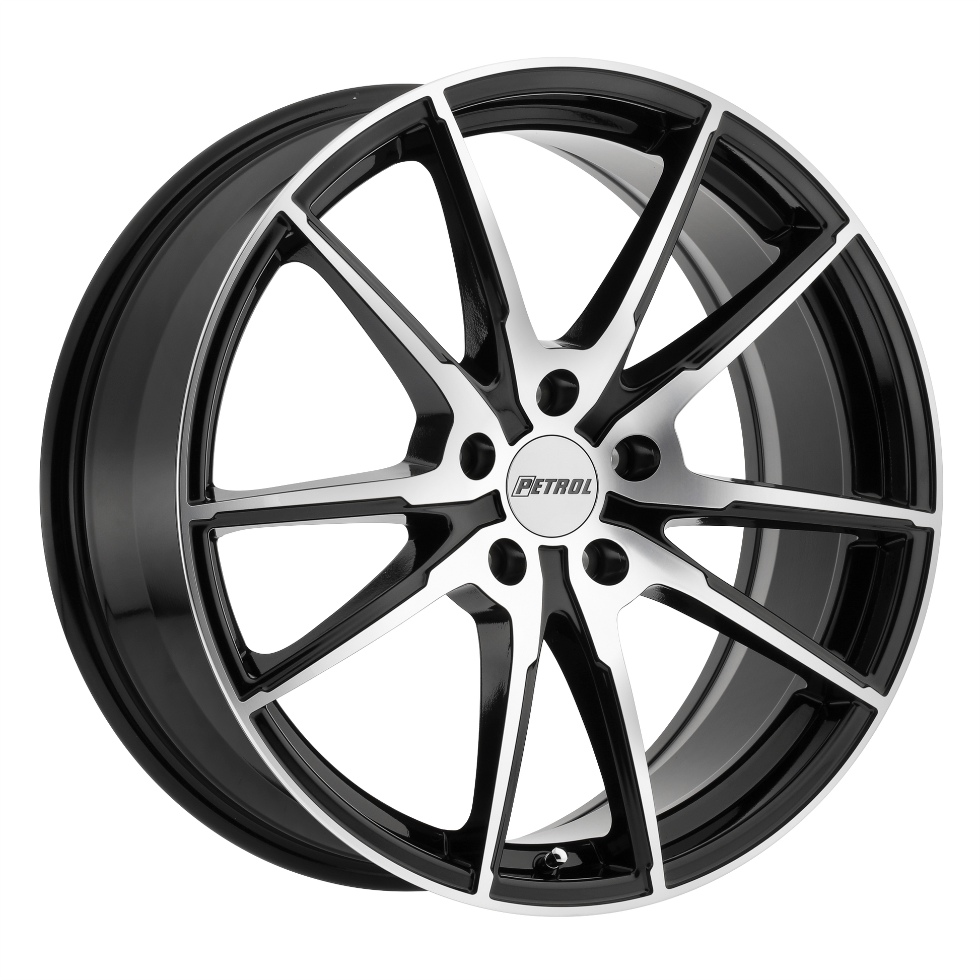Petrol P0A 17X8 35 5X100/5X100 GLOSS BLACK W/ MACHINED CUT FACE
