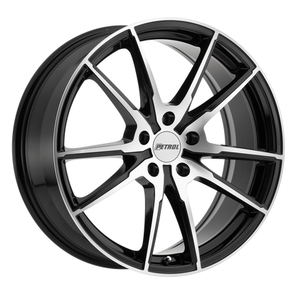 Petrol P0A 17X8 35 5X100/5X100 GLOSS BLACK W/ MACHINED CUT FACE