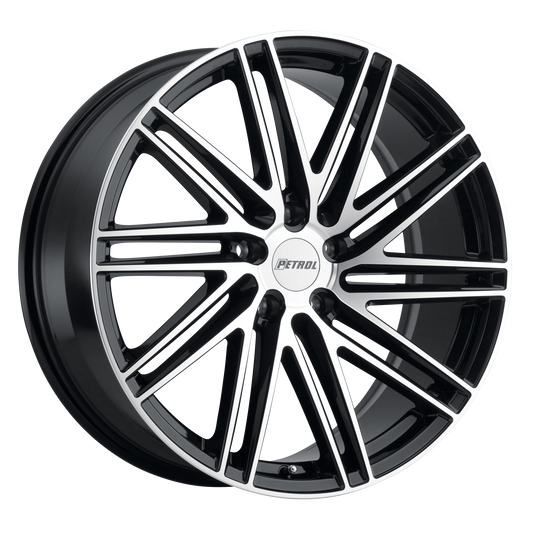 Petrol P1C 20X8.5 40 5X114.3/5X4.5 GLOSS BLACK W/ MACHINED FACE