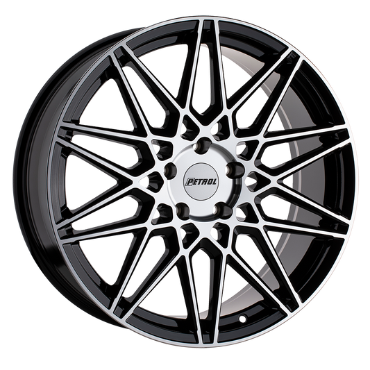 Petrol P3C 20X8.5 40 5X108/5X4.25 GLOSS BLACK W/ MACHINED FACE