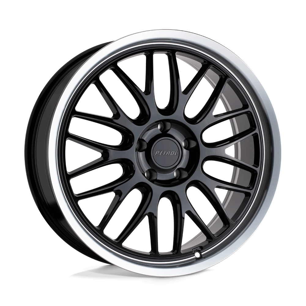Petrol P4C 17X8 40 5X112/5X112 GLOSS BLACK W/ MACHINED CUT LIP