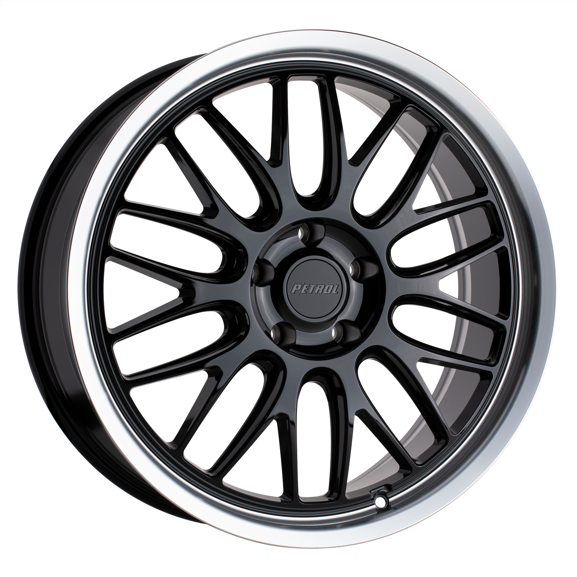 Petrol P4C 18X8 40 5X114.3/5X4.5 GLOSS BLACK W/ MACHINED CUT LIP