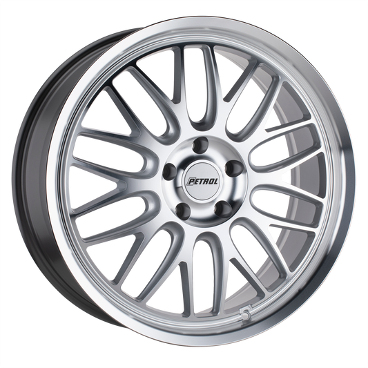 Petrol P4C 20X8.5 40 5X108/5X4.25 SILVER W/ MACHINED FACE & LIP