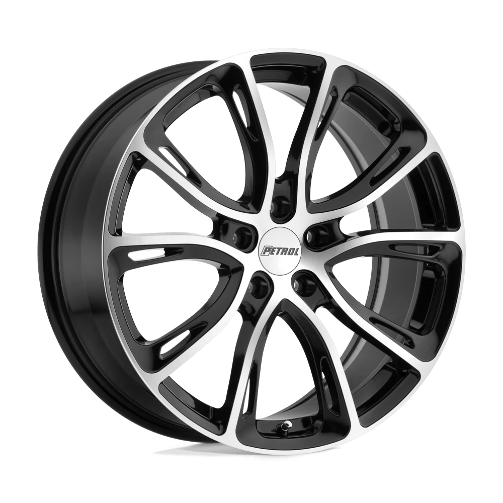 Petrol P5A 17X7.5 35 5X100/5X100 GLOSS BLACK W/ MACHINED CUT FACE