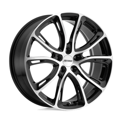 Petrol P5A 17X7.5 35 5X100/5X100 GLOSS BLACK W/ MACHINED CUT FACE
