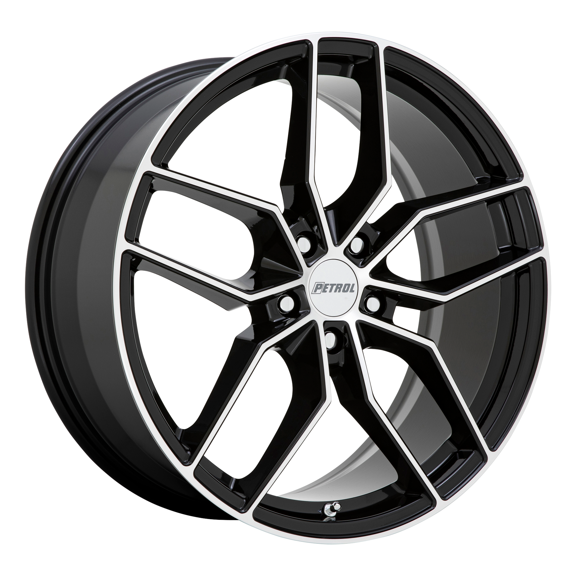 Petrol P5C 20X8.5 40 5X114.3/5X4.5 GLOSS BLACK W/ MACHINED FACE
