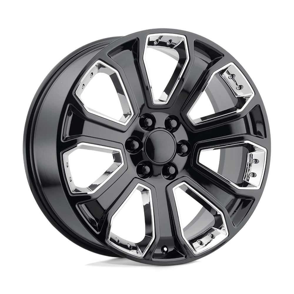 PERFORMANCE REPLICAS PR113 22X9 24 6X139.7/6X5.5 Gloss Black With Chrome Accents