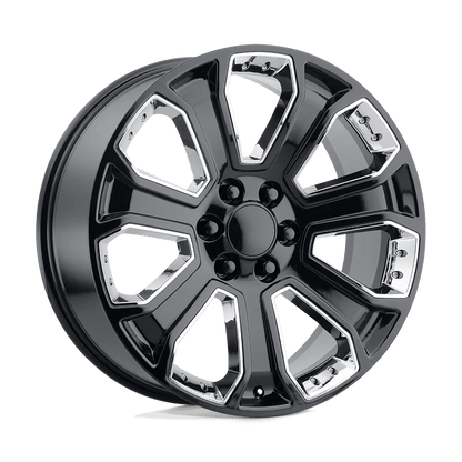 PERFORMANCE REPLICAS PR113 22X9 24 6X139.7/6X5.5 Gloss Black With Chrome Accents