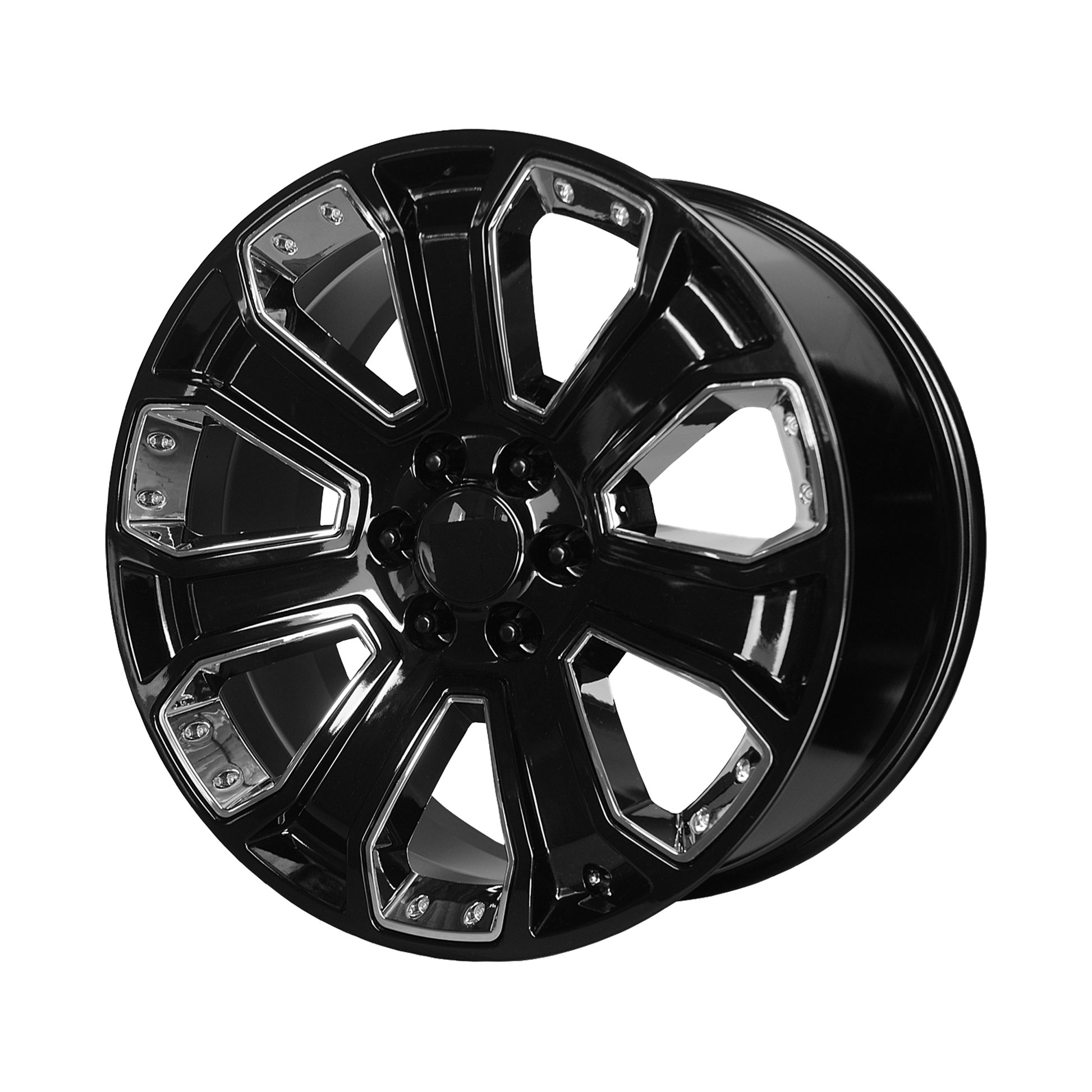 PERFORMANCE REPLICAS PR113 22X9 24 6X139.7/6X5.5 Gloss Black With Chrome Accents