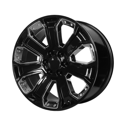 PERFORMANCE REPLICAS PR113 22X9 24 6X139.7/6X5.5 Gloss Black With Chrome Accents