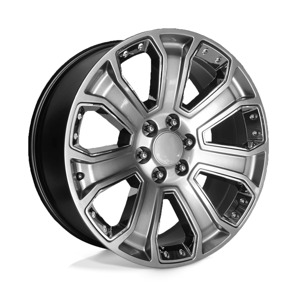 PERFORMANCE REPLICAS PR113 22X9 24 6X139.7/6X5.5 Hyper Silver Dark With Chrome Accents