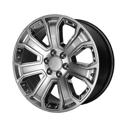 PERFORMANCE REPLICAS PR113 22X9 24 6X139.7/6X5.5 Hyper Silver Dark With Chrome Accents