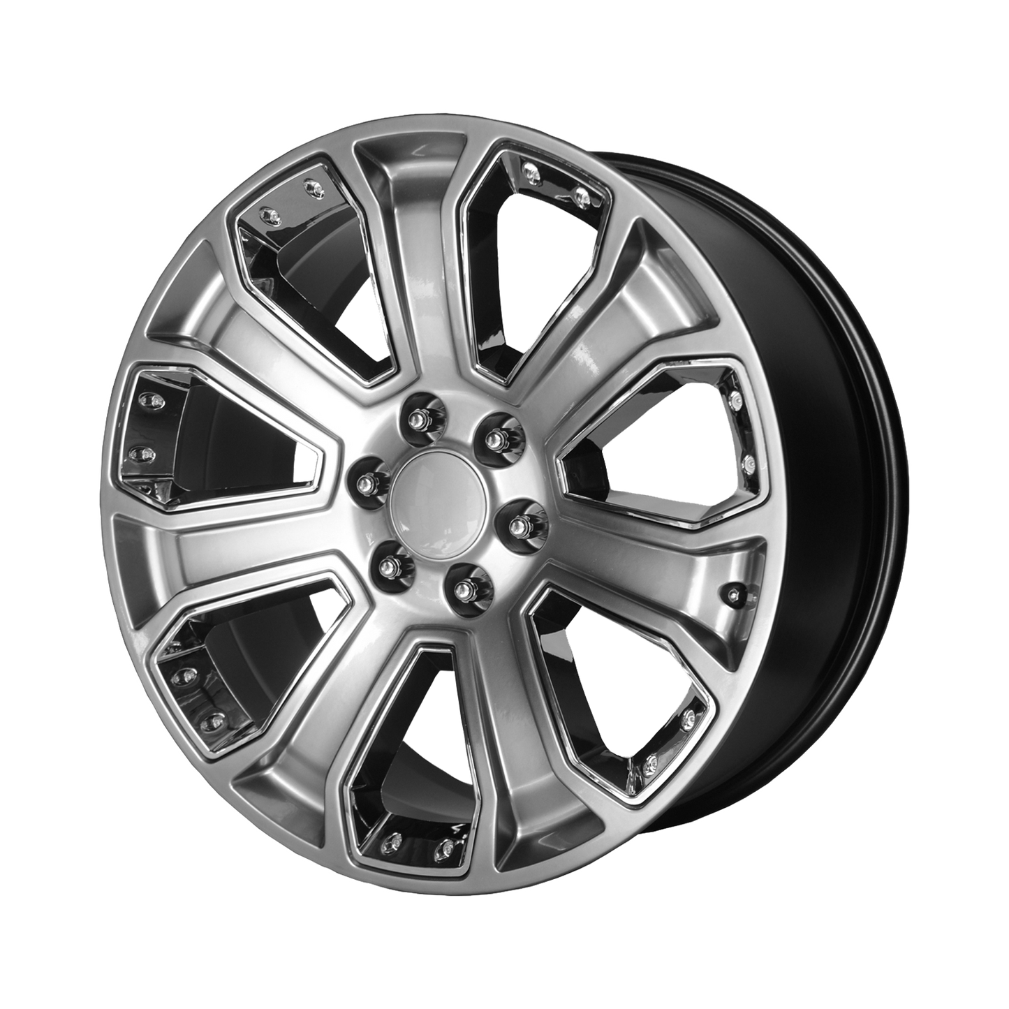 PERFORMANCE REPLICAS PR113 20X9 24 6X139.7/6X5.5 Hyper Silver Dark With Chrome Accents