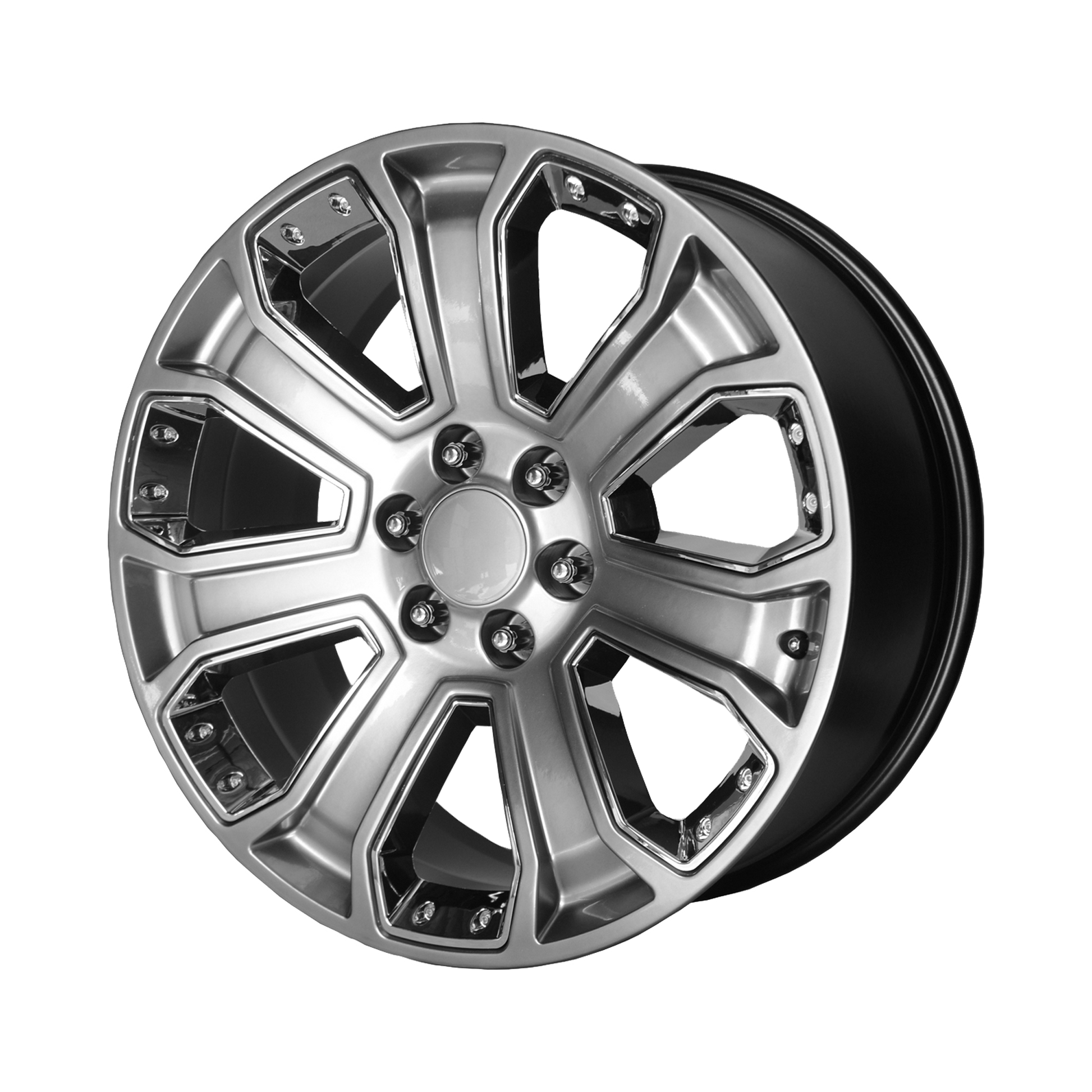 PERFORMANCE REPLICAS PR113 20X9 24 6X139.7/6X5.5 Hyper Silver Dark With Chrome Accents