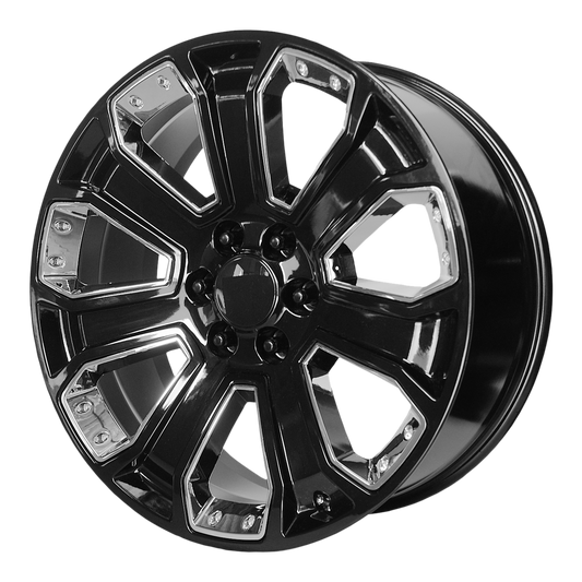 PERFORMANCE REPLICAS PR162 24X10 30 6X139.7/6X5.5 Gloss Black with Chrome Accents