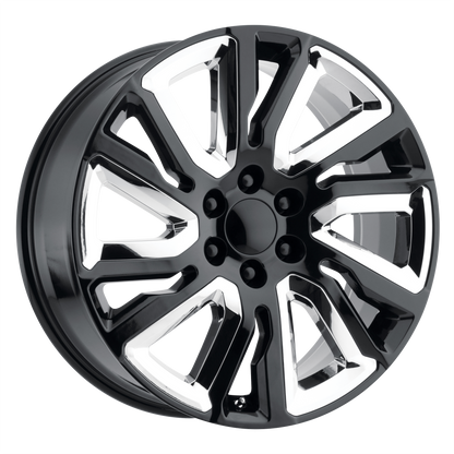 PERFORMANCE REPLICAS PR202 22X9 28 6X139.7/6X5.5 Gloss Black With Chrome Accents