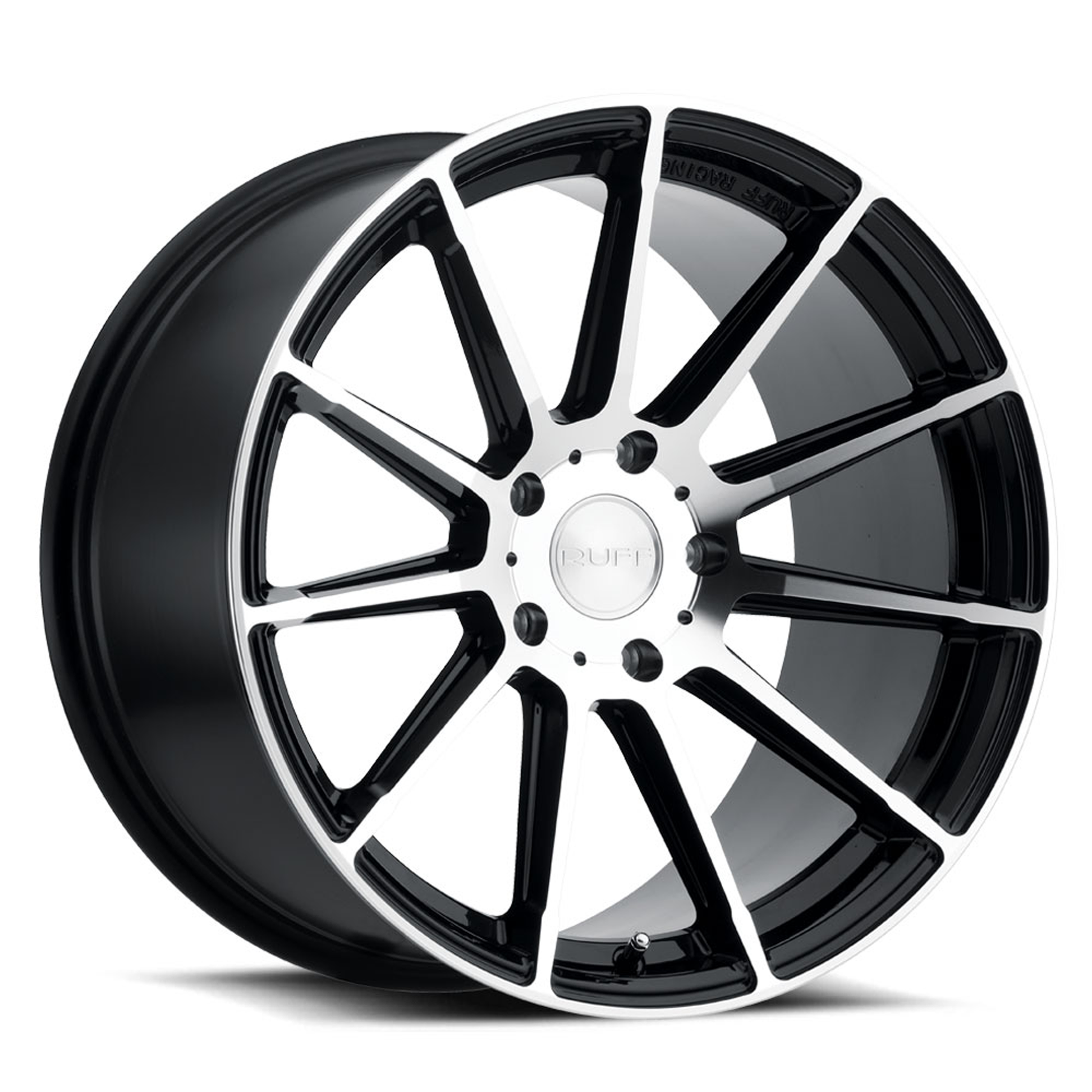 RUFF RS2 18X10 40 5X120/5X4.72 GLOSS BLACK W/ MACHINED FACE
