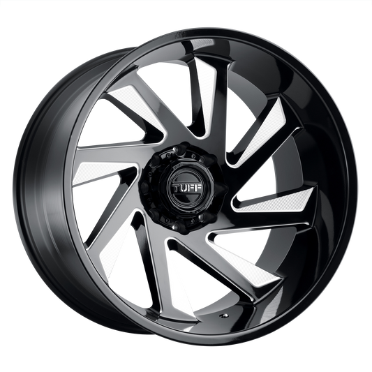 Tuff T1B 26X14 -72 8X165.1/8X6.5 GLOSS BLACK W/ MILLED SPOKES