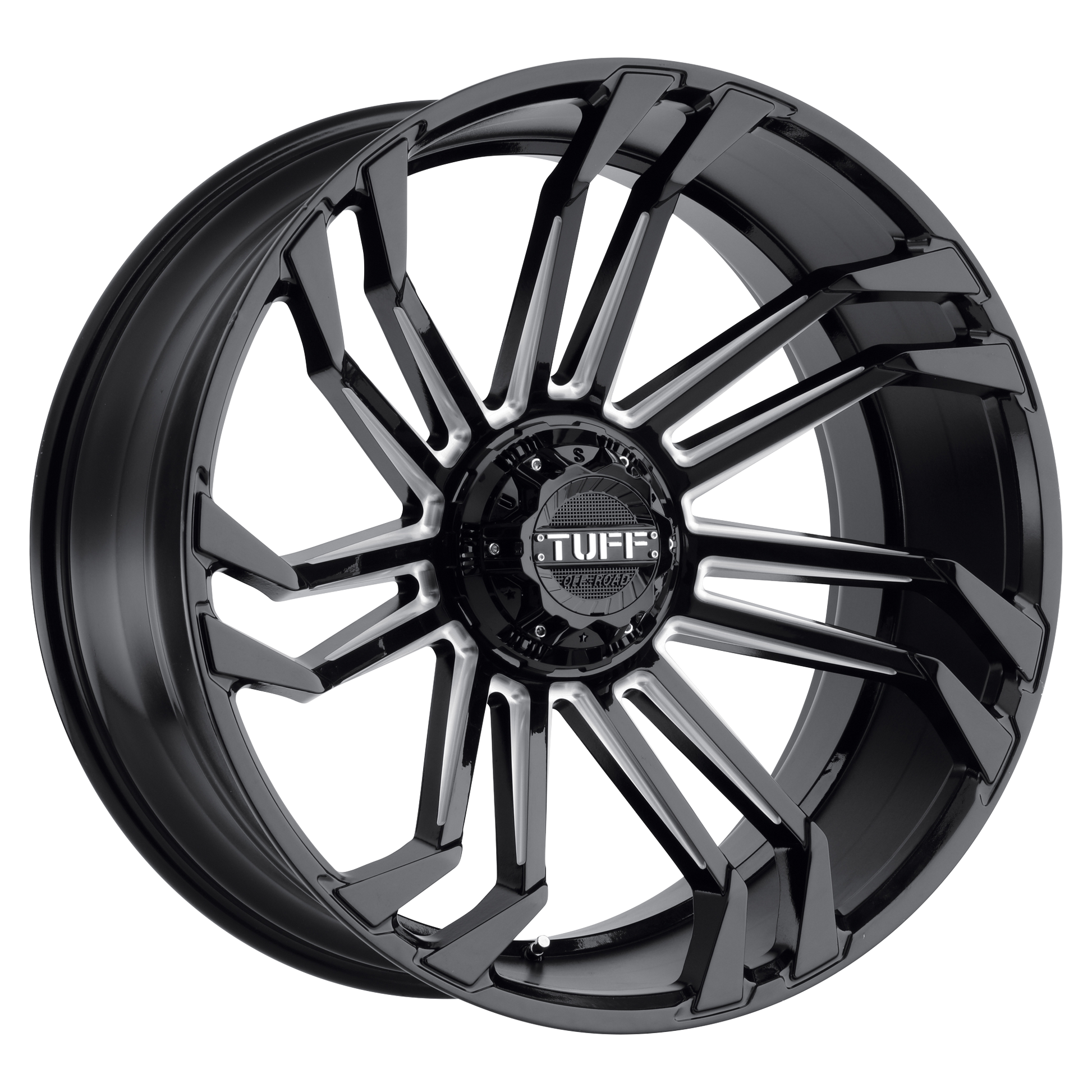 Tuff T21 24X11 -25 6X135/6X5.3 GLOSS BLACK W/ MILLED SPOKES