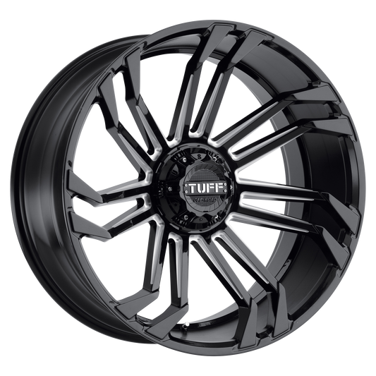 Tuff T21 22X12 -45 6X139.7/6X5.5 GLOSS BLACK W/ MILLED SPOKES