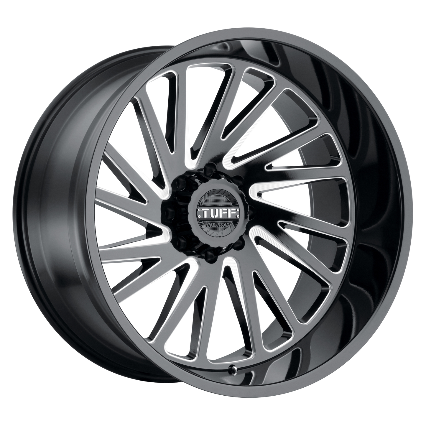 Tuff T2A 20X12 -45 6X135 GLOSS BLACK W/ MILLED SPOKES