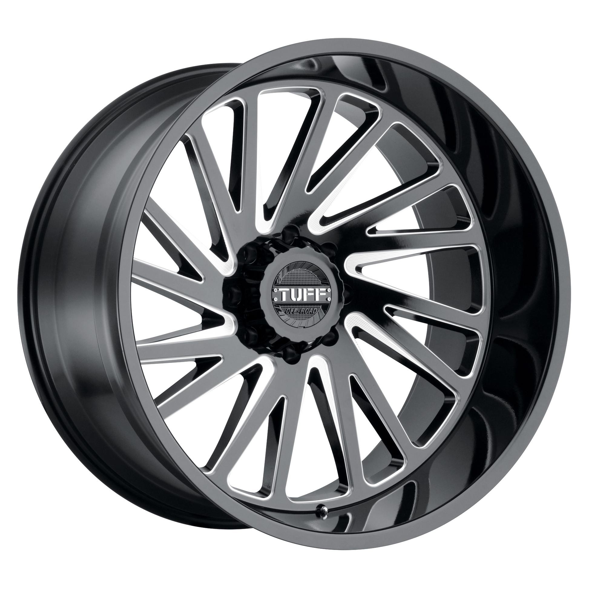 Tuff T2A 20X12 -45 6X135 GLOSS BLACK W/ MILLED SPOKES