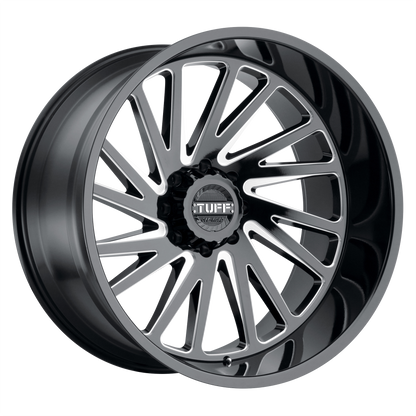 Tuff T2A 20X12 -45 6X135 GLOSS BLACK W/ MILLED SPOKES