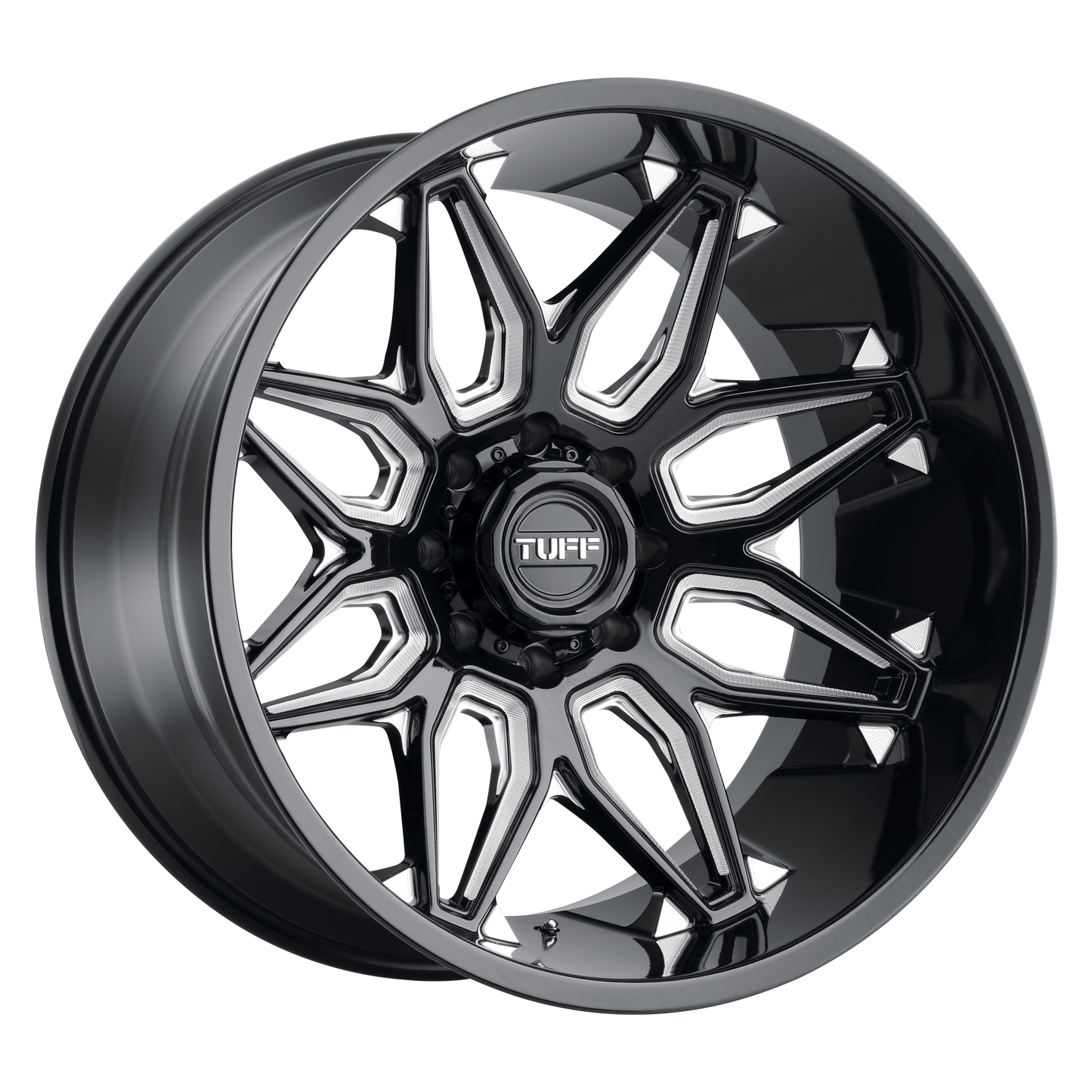 Tuff T3B 24X14 -72 8X170/8X6.7 GLOSS BLACK W/ MILLED SPOKES