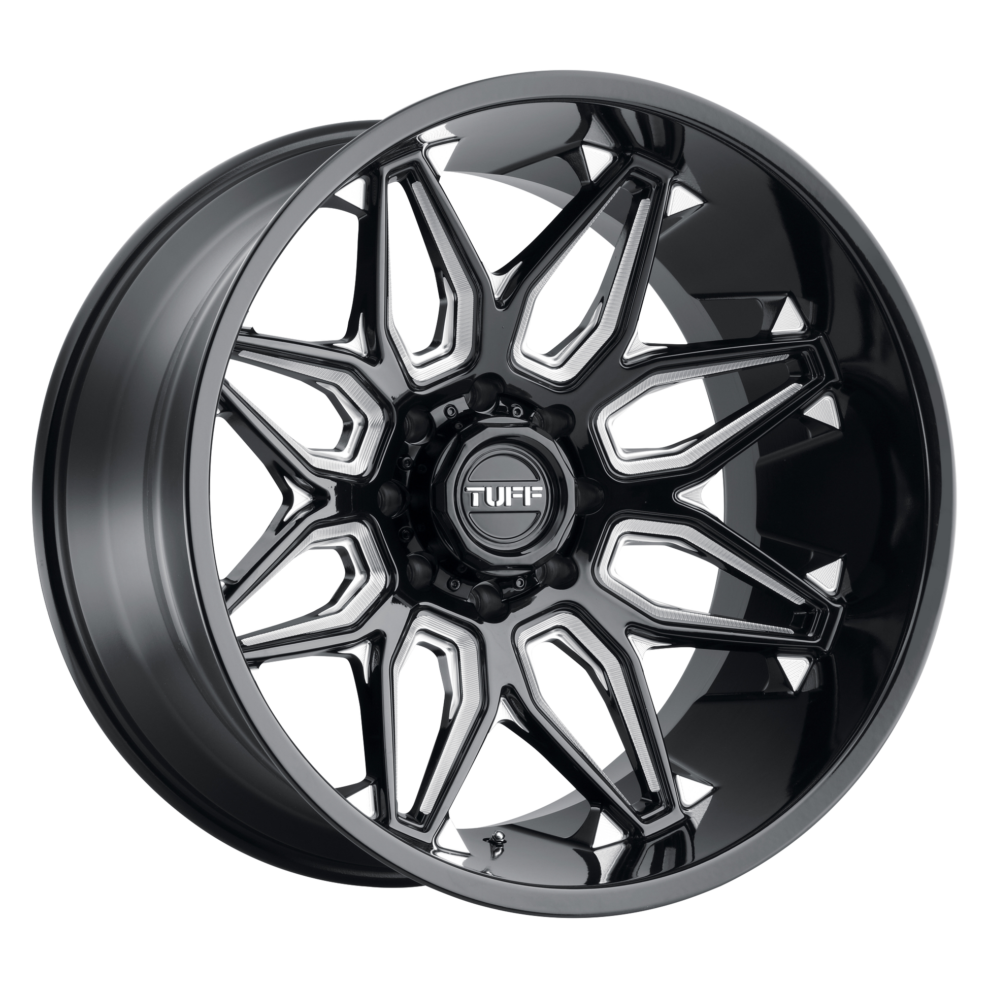 Tuff T3B 24X14 -72 8X170/8X6.7 GLOSS BLACK W/ MILLED SPOKES