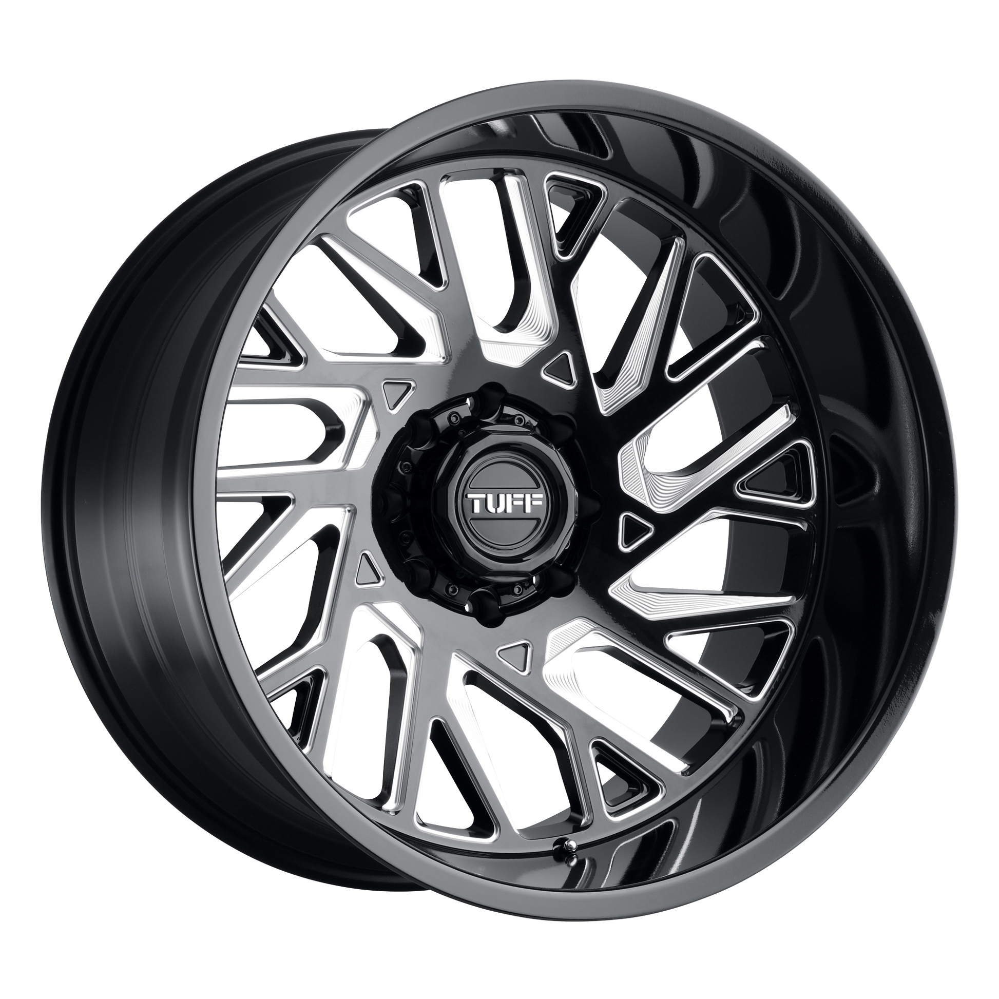 Tuff T4B 22X12 -45 5X127/5X5.0 GLOSS BLACK W/ MILLED SPOKES