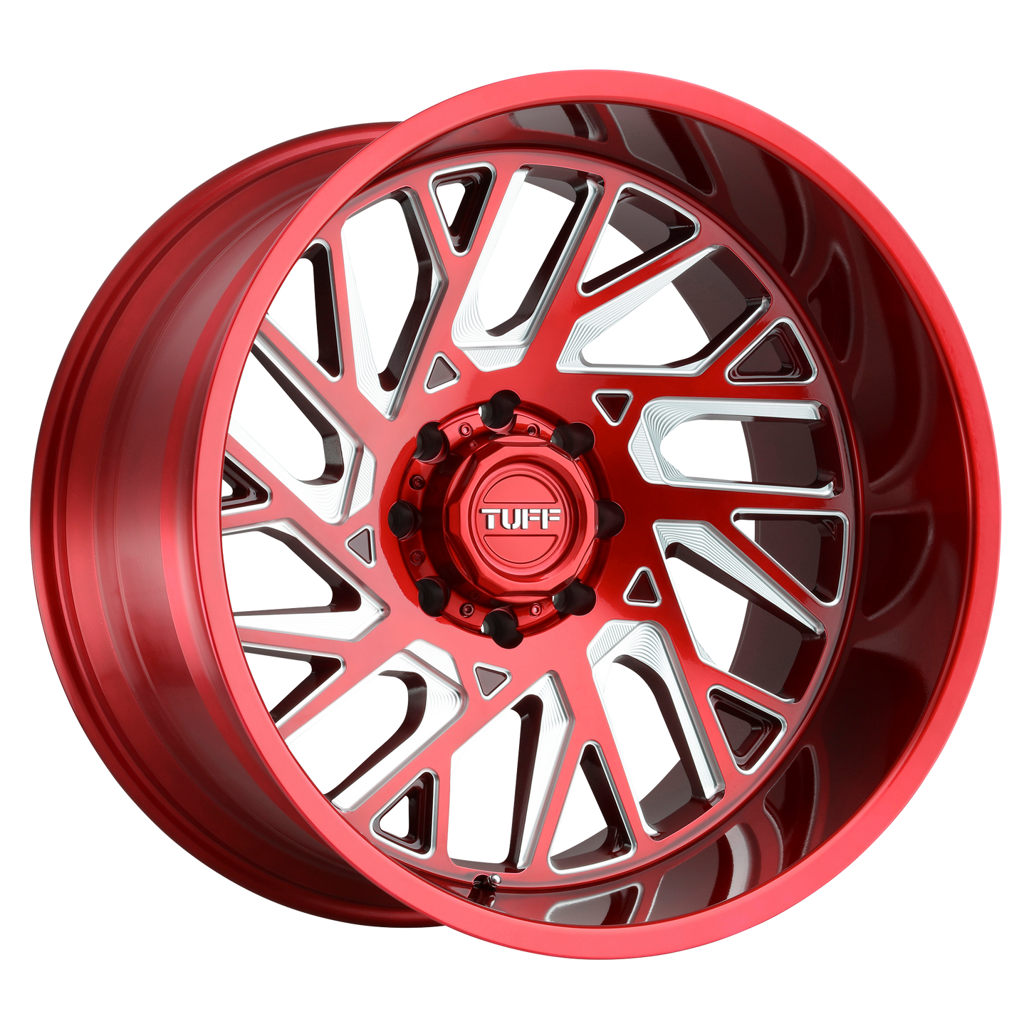 Tuff T4B 22X12 -45 8X165.1 CANDY RED W/ MILLED SPOKE