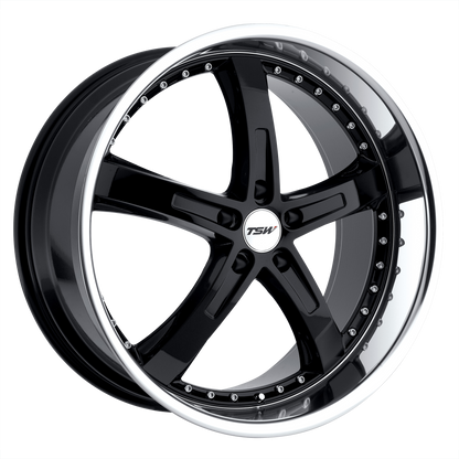 TSW JARAMA 17X8 35 5X120/5X4.72 GLOSS BLACK W/ MIRROR CUT LIP
