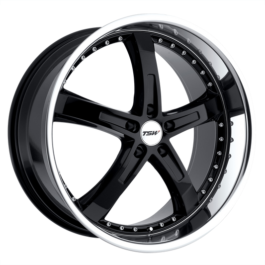 TSW JARAMA 20X8.5 20 5X120/5X4.72 GLOSS BLACK W/ MIRROR CUT LIP