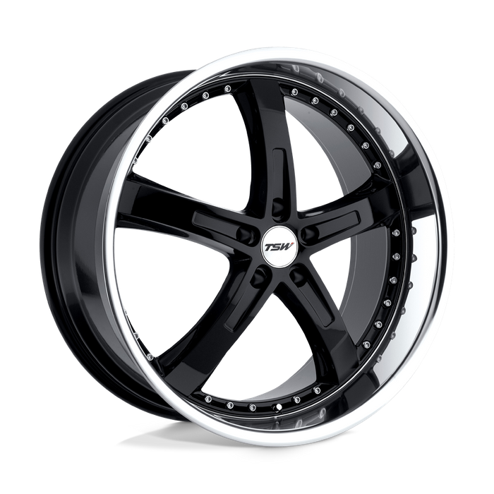 TSW JARAMA 18X9.5 45 5X120/5X4.72 GLOSS BLACK W/ MIRROR CUT LIP