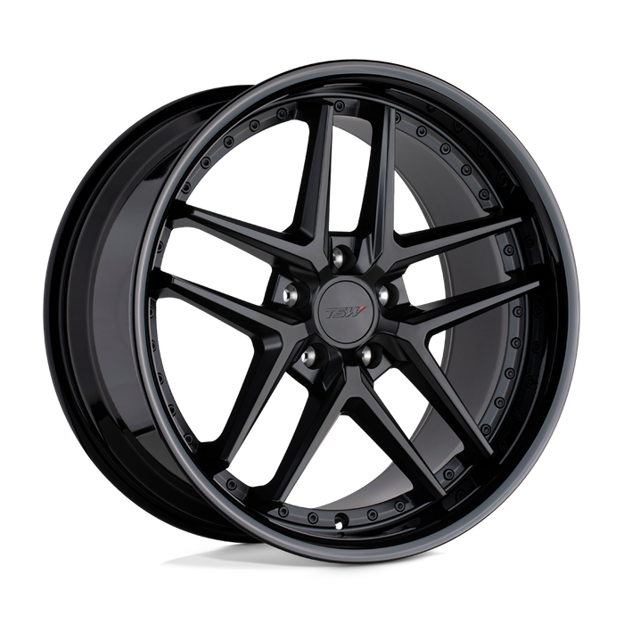 TSW PREMIO 19X8.5 35 5X120/5X4.72 MATTE BLACK W/ GLOSS BLACK LIP
