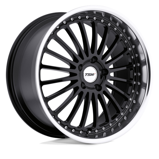 TSW SILVERSTONE 18X8 20 5X114.3/5X4.5 GLOSS BLACK W/ MIRROR CUT LIP