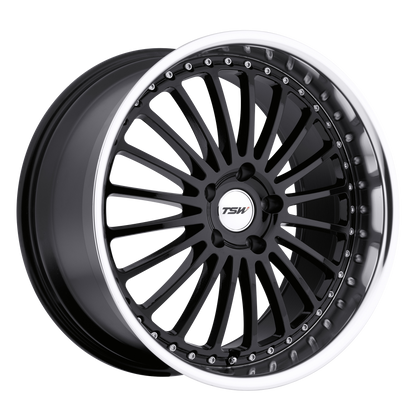 TSW SILVERSTONE 20X8.5 35 5X120/5X4.72 GLOSS BLACK W/ MIRROR CUT LIP