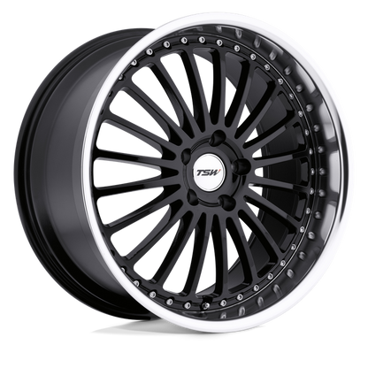TSW SILVERSTONE 18X8 35 5X120/5X4.72 GLOSS BLACK W/ MIRROR CUT LIP