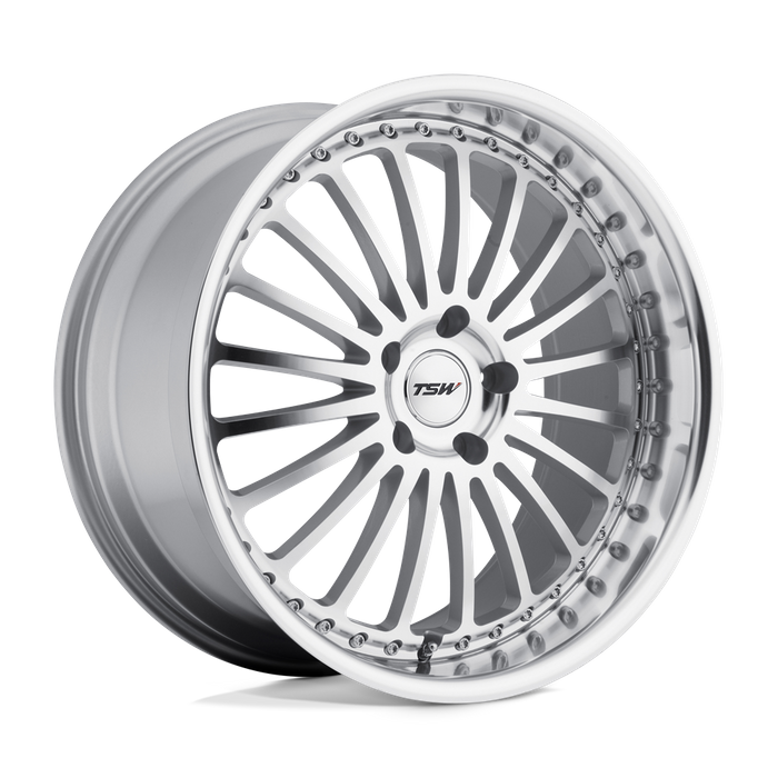 TSW SILVERSTONE 18X8 20 5X120/5X4.72 SILVER W/ MIRROR CUT FACE & LIP