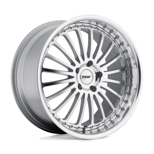 TSW SILVERSTONE 18X8 20 5X120/5X4.72 SILVER W/ MIRROR CUT FACE & LIP