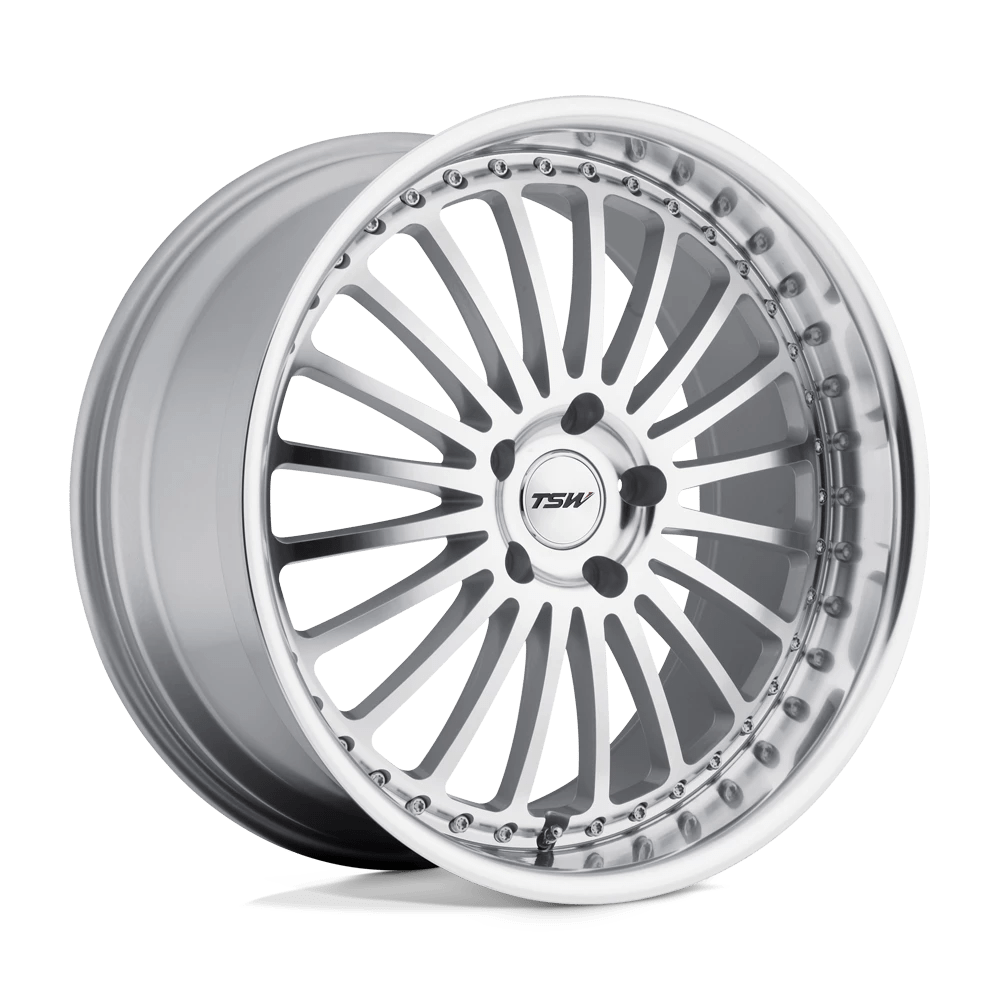 TSW SILVERSTONE 18X8 40 5X114.3/5X4.5 SILVER W/ MIRROR CUT FACE & LIP