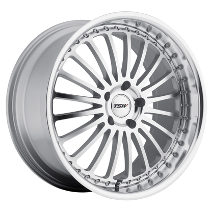 TSW SILVERSTONE 17X8 20 5X120/5X4.72 SILVER W/ MIRROR CUT FACE & LIP