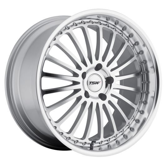 TSW SILVERSTONE 20X8.5 35 5X120/5X4.72 SILVER W/ MIRROR CUT FACE & LIP