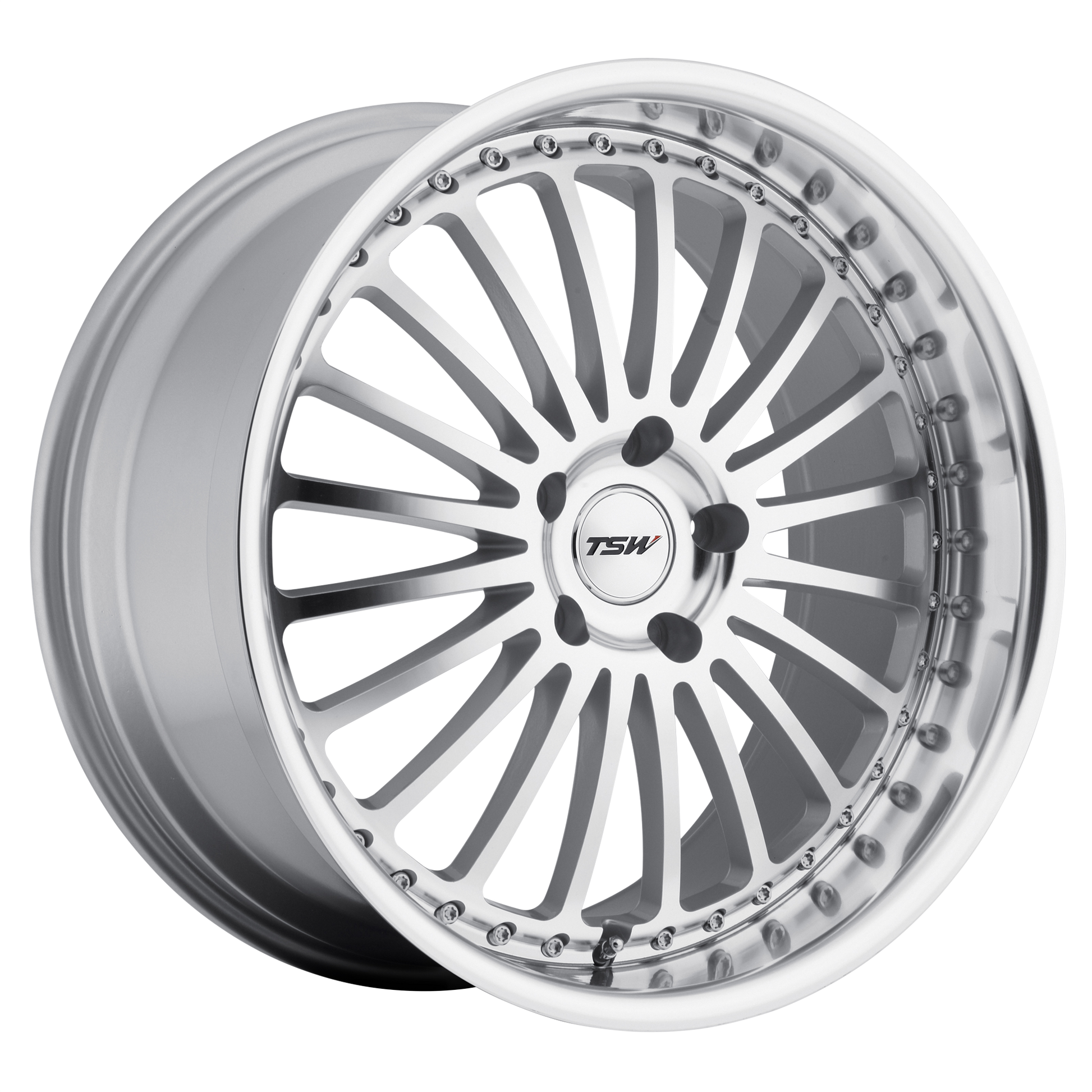 TSW SILVERSTONE 20X10 42 5X112/5X112 SILVER W/ MIRROR CUT FACE & LIP